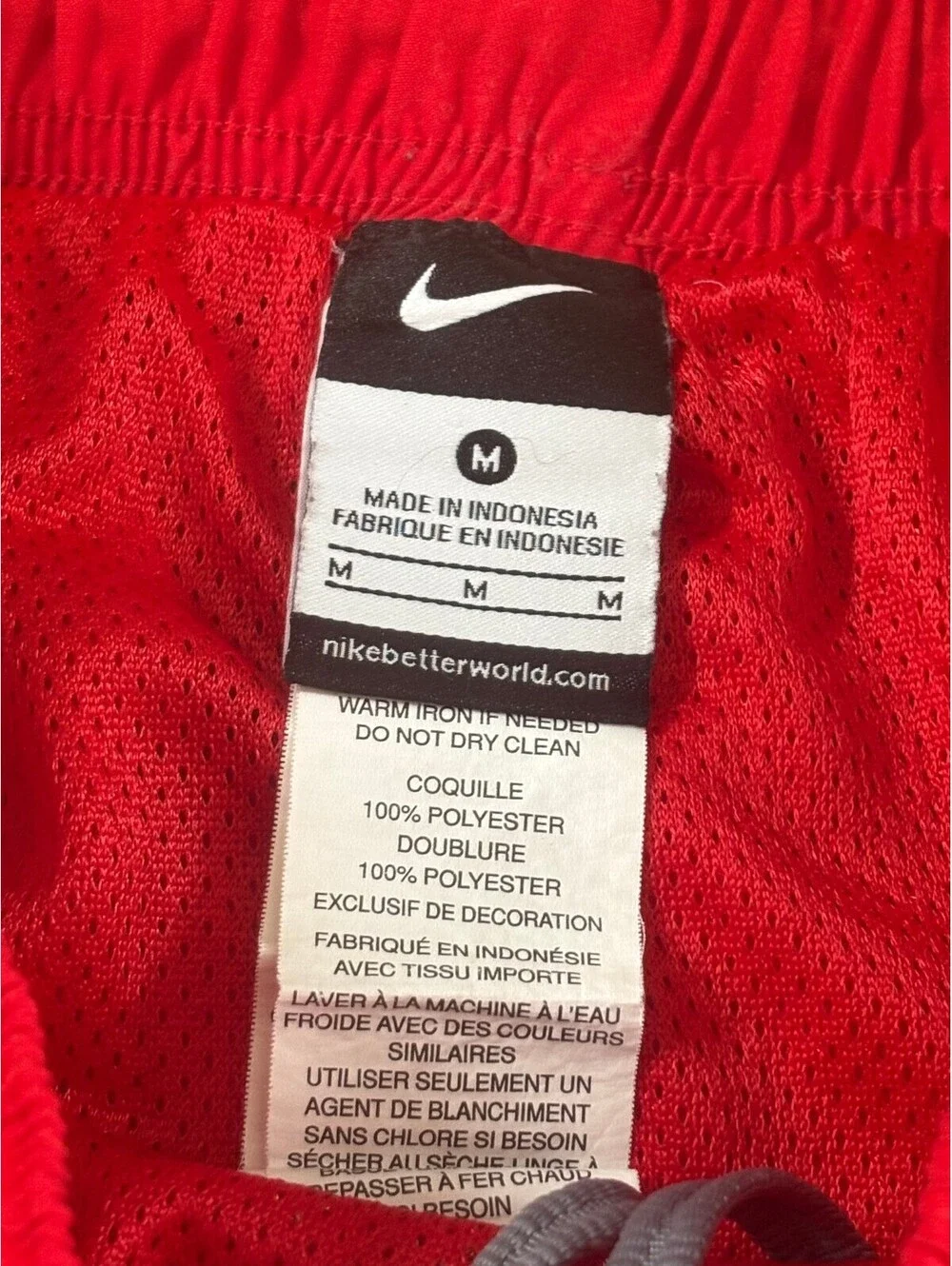 Vintage Nike Red Polyester Athletic Shorts, Men's M